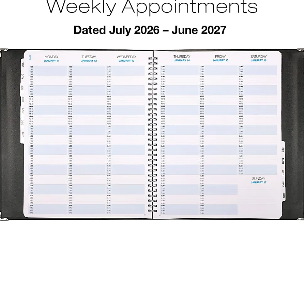 2026-2027 Excello Brands 8.5" x 11" Academic Year Executive Appointment Planner, Weekly/Monthly, 12 Month, Black
