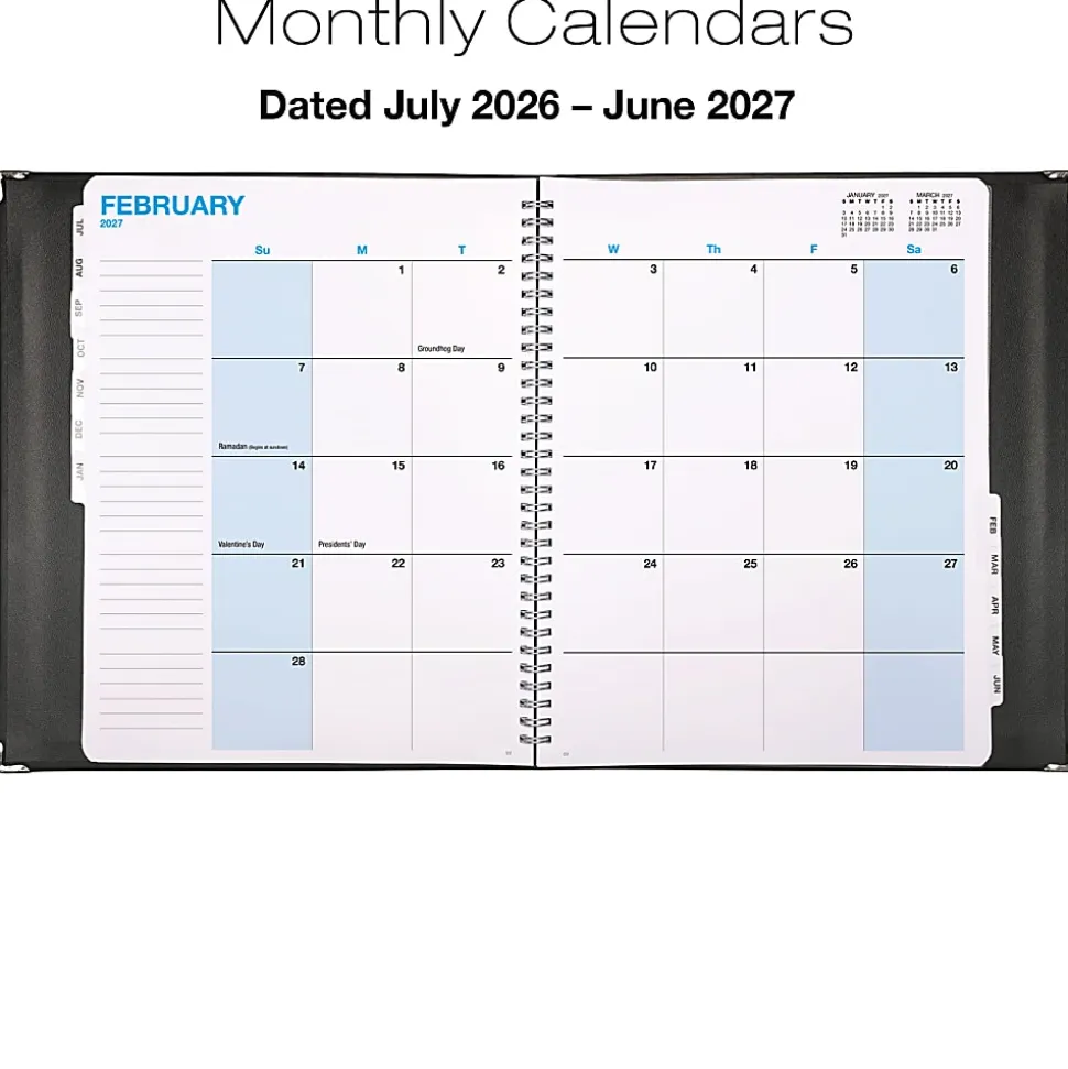 2026-2027 Excello Brands 8.5" x 11" Academic Year Executive Appointment Planner, Weekly/Monthly, 12 Month, Black