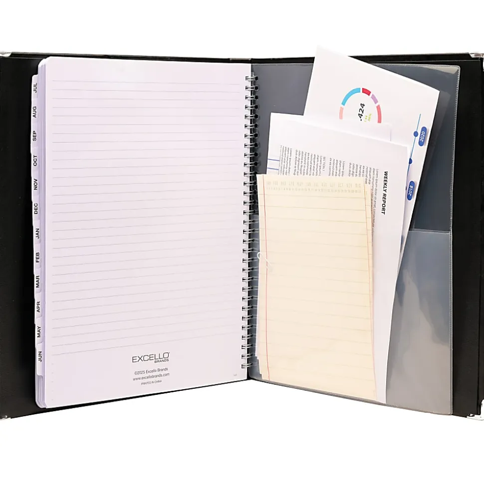 2026-2027 Excello Brands 8.5" x 11" Academic Year Executive Appointment Planner, Weekly/Monthly, 12 Month, Black