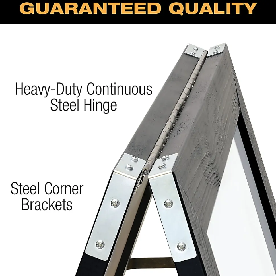 Excello Double-Sided Indestructible A-Frame Magnetic Dry-Erase Whiteboard, Steel, 40” x 23”, White, Black Wood Frame