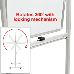 Excello Double-Sided Mobile Magnetic Dry-Erase Whiteboard On Wheels, Steel, 40” x 24”, White, Aluminum Frame