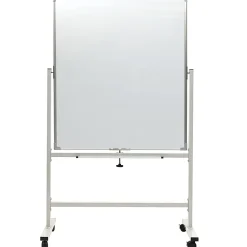 Excello Double-Sided Mobile Magnetic Dry-Erase Whiteboard On Wheels, Steel, 36"x 42", White, Aluminum Frame