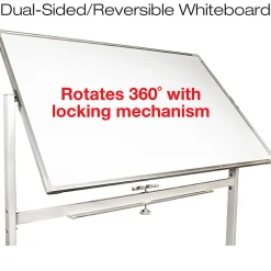 Excello Global Products Double-Sided Magnetic Dry-Erase Mobile Whiteboard, 32" x 48", Silver Aluminum Frame