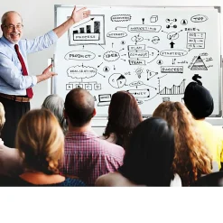 Excello Global Products Double-Sided Magnetic Dry-Erase Mobile Whiteboard, 32" x 48", Silver Aluminum Frame