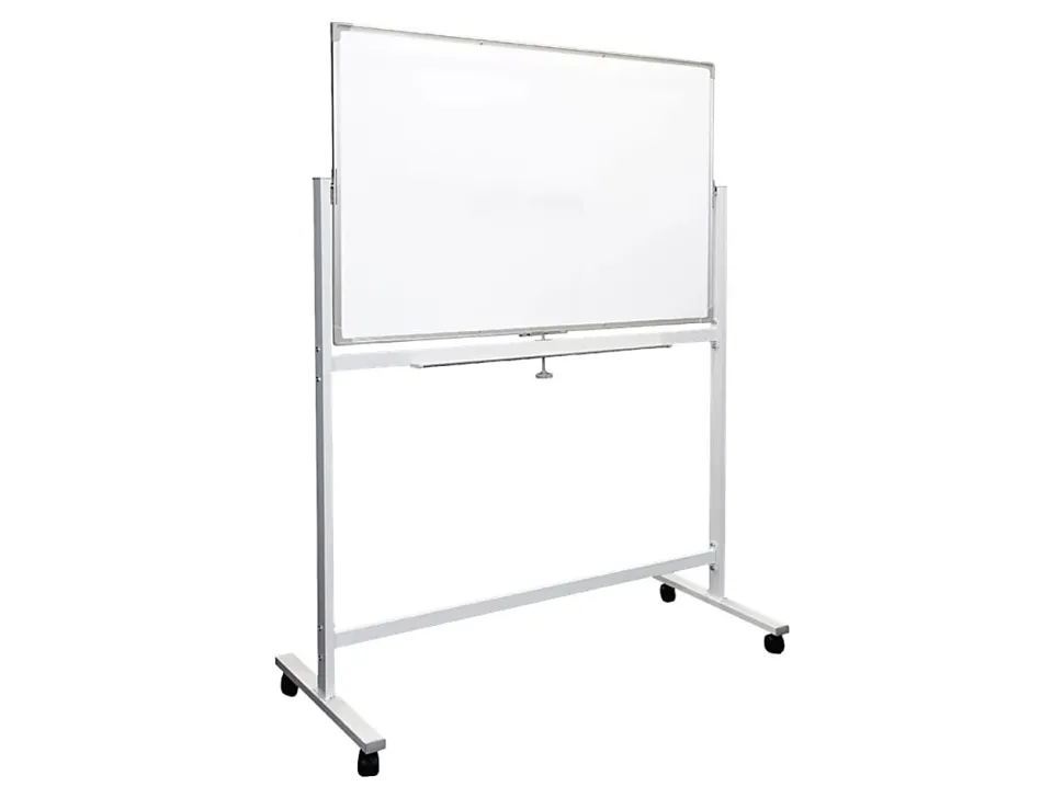 Excello Global Products Double-Sided Magnetic Dry-Erase Mobile Whiteboard, 32" x 48", Silver Aluminum Frame
