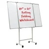 Excello Global Products Magnetic Dry-Erase Mobile Folding Whiteboard, 40" x 60", Silver Aluminum Frame