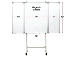 Excello Global Products Magnetic Dry-Erase Mobile Folding Whiteboard, 40