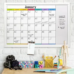 Excello Global Products Magnetic Dry-Erase Monthly Calendar Whiteboard, Porcelain, 20