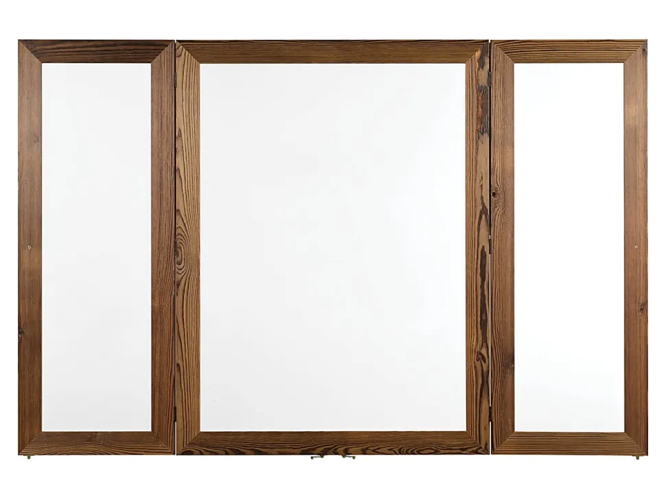 Excello Wall-Mounted Double-Sided Folding Magnetic Dry-Erase Whiteboard, Steel, 40” x 60”, White, Brown Wood Frame