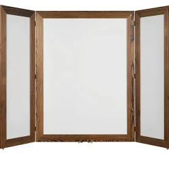 Excello Wall-Mounted Double-Sided Folding Magnetic Dry-Erase Whiteboard, Steel, 40” x 60”, White, Brown Wood Frame
