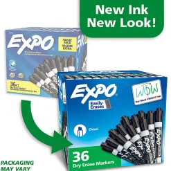 EXPO® Chisel-Tip Dry-Erase Markers, Black, Pack Of 36