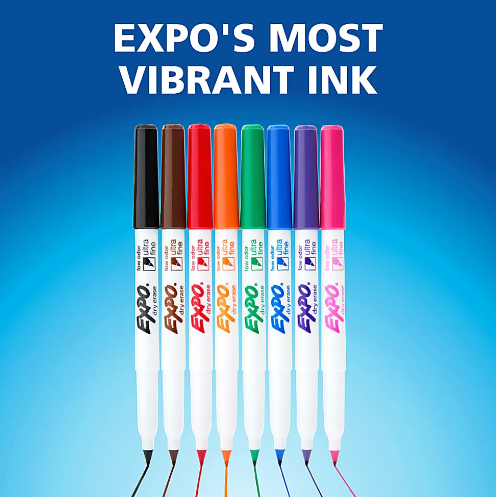 EXPO Dry Erase Markers, Low Odor Ink, Black, Ultra Fine Tip, 36 Count