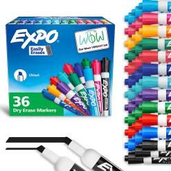 Expo Low-Odor Dry Erase Chisel Tip Markers - Chisel Marker Point Style - Assorted - 36 / Box