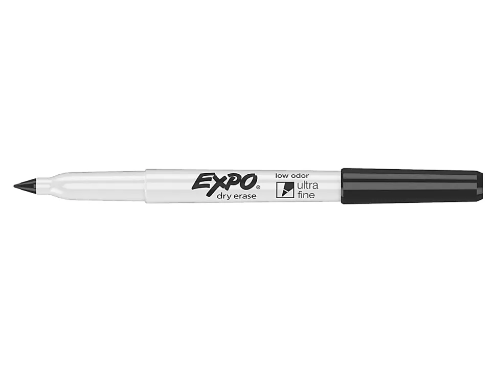 EXPO® Low-Odor Dry-Erase Markers, Ultra-Fine Point, Black, Pack Of 4