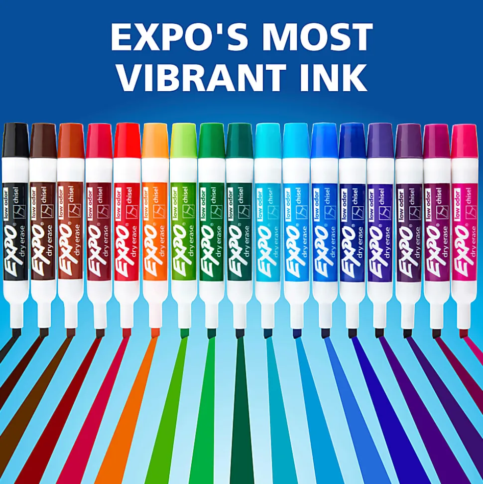EXPO® Low-Odor Dry-Erase Markers, Ultra-Fine Point, Black, Pack Of 4