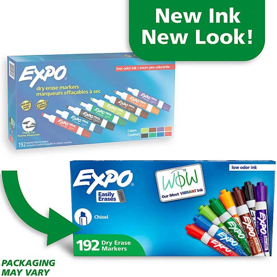 EXPO® Low-Odor Dry-Erase Markers, Ultra-Fine Point, Black, Pack Of 4