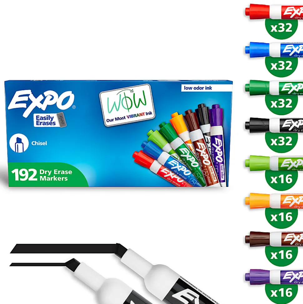 EXPO® Low-Odor Dry-Erase Markers, Ultra-Fine Point, Black, Pack Of 4