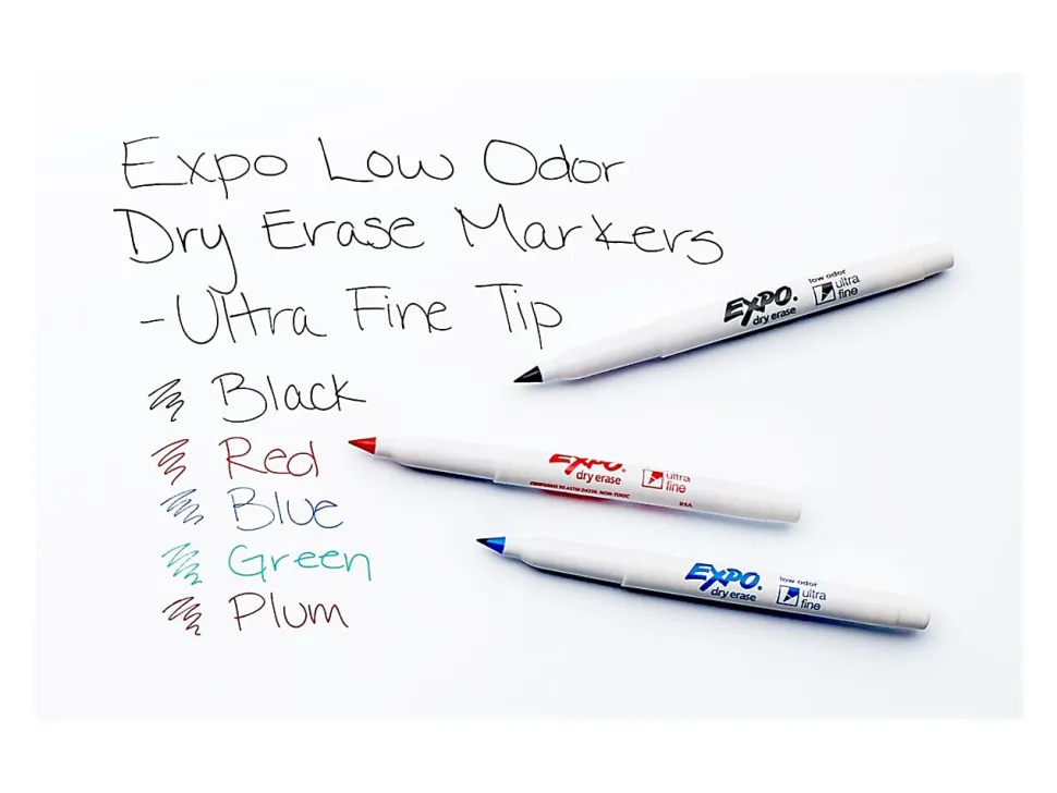 EXPO® Low-Odor Dry-Erase Markers, Ultra-Fine Point, Black, Pack Of 4