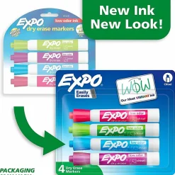 EXPO® Low-Odor Dry-Erase Markers, Chisel Point, Assorted Fashion Colors, Pack Of 4