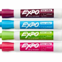 EXPO® Low-Odor Dry-Erase Markers, Chisel Point, Assorted Fashion Colors, Pack Of 4