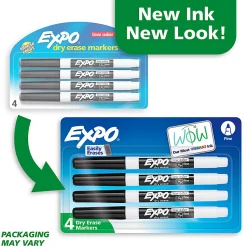 EXPO® Low-Odor Dry-Erase Markers, Fine Point, Black, Pack Of 4