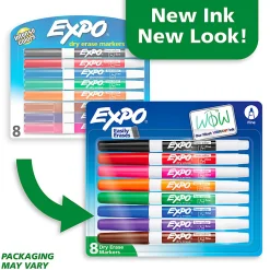 EXPO® Low-Odor Dry-Erase Markers, Fine Point, Assorted Colors, Pack Of 8