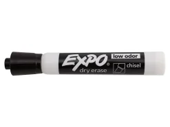 EXPO® Low-Odor Dry-Erase Markers, Chisel Point, Black, Pack Of 4
