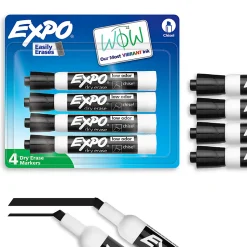 EXPO® Low-Odor Dry-Erase Markers, Chisel Point, Black, Pack Of 4