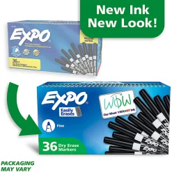 EXPO® Low-Odor Dry-Erase Markers, Fine Point, Black, Pack Of 36