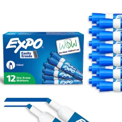 EXPO® Low-Odor Dry-Erase Markers, Chisel Point, Blue, Pack Of 12