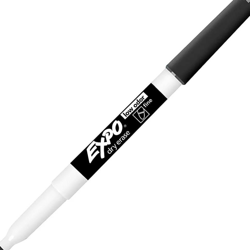 EXPO® Low-Odor Dry-Erase Pen-Style Markers, Black Ink, Pack Of 12