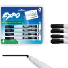 EXPO® Magnetic Dry Erase Markers With Eraser, Fine Tip, Black Ink, Pack Of 4