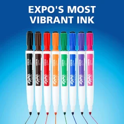 EXPO® Magnetic Dry Erase Markers With Eraser, Fine Tip, Black Ink, Pack Of 4