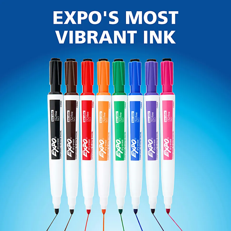 EXPO® Magnetic Dry Erase Markers With Eraser, Fine Tip, Black Ink, Pack Of 4