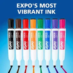 EXPO® Magnetic Dry Erase Markers With Eraser, Chisel Tip, Assorted Ink Colors, Pack Of 8