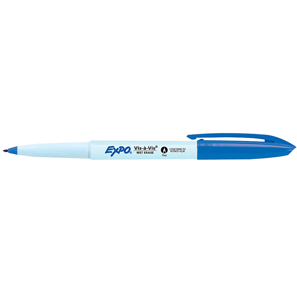 EXPO® Wet-Erase Ultra Fine-Tip Markers, Blue, Box Of 12