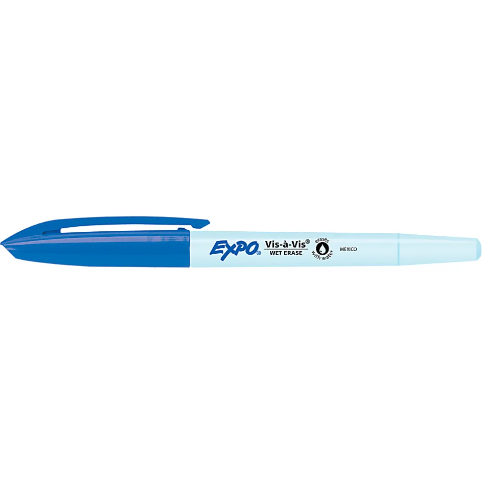 EXPO® Wet-Erase Ultra Fine-Tip Markers, Blue, Box Of 12