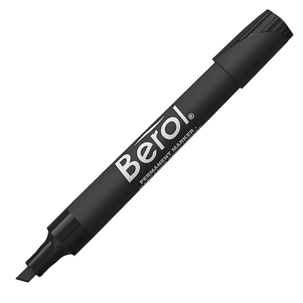 Faber Castell Berol By Eberhard Faber 3000 Chisel Tip Permanent Markers, Black, Pack Of 12