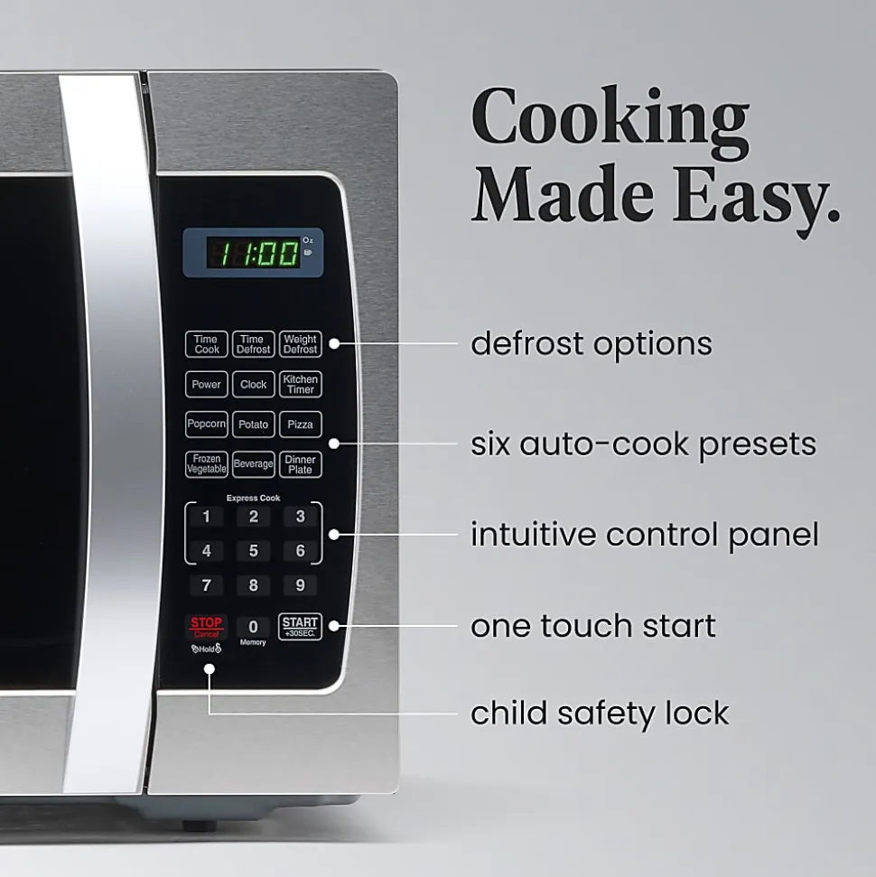 Farberware Professional 1.3 Cu Ft Countertop Microwave Oven, Stainless Steel/Black