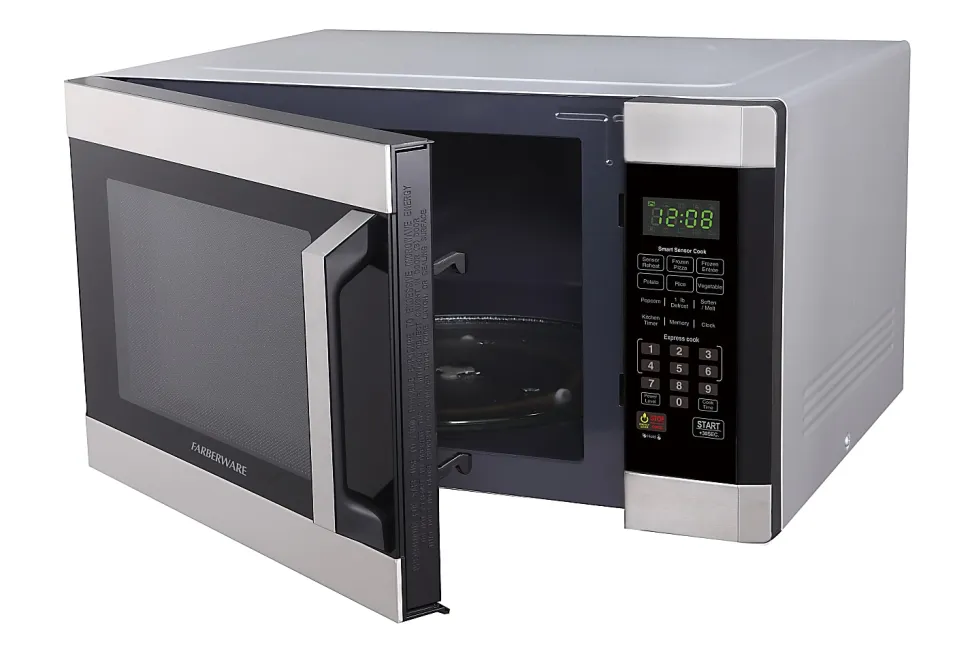 Farberware Professional 1.6 Cu Ft 1,100-Watt Microwave With Smart Sensor, Stainless Steel/Platinum