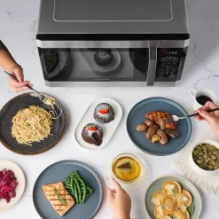 Farberware Professional 1.6 Cu Ft 1,100-Watt Microwave With Smart Sensor, Stainless Steel/Platinum