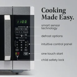 Farberware Professional 1.6 Cu Ft 1,100-Watt Microwave With Smart Sensor, Stainless Steel/Platinum