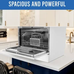 Farberware Professional 6-Piece Countertop Dishwasher, 17-1/4”H x 19-3/4”W x 21-3/4”D, White