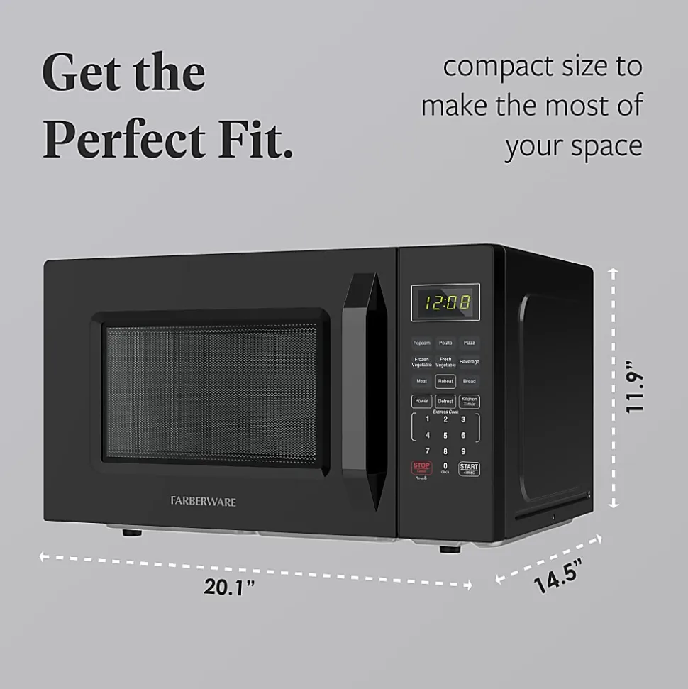 Farberware 1000W Compact Countertop Microwave Oven, 1.1 Cu. Ft., Black, Total Qty 1