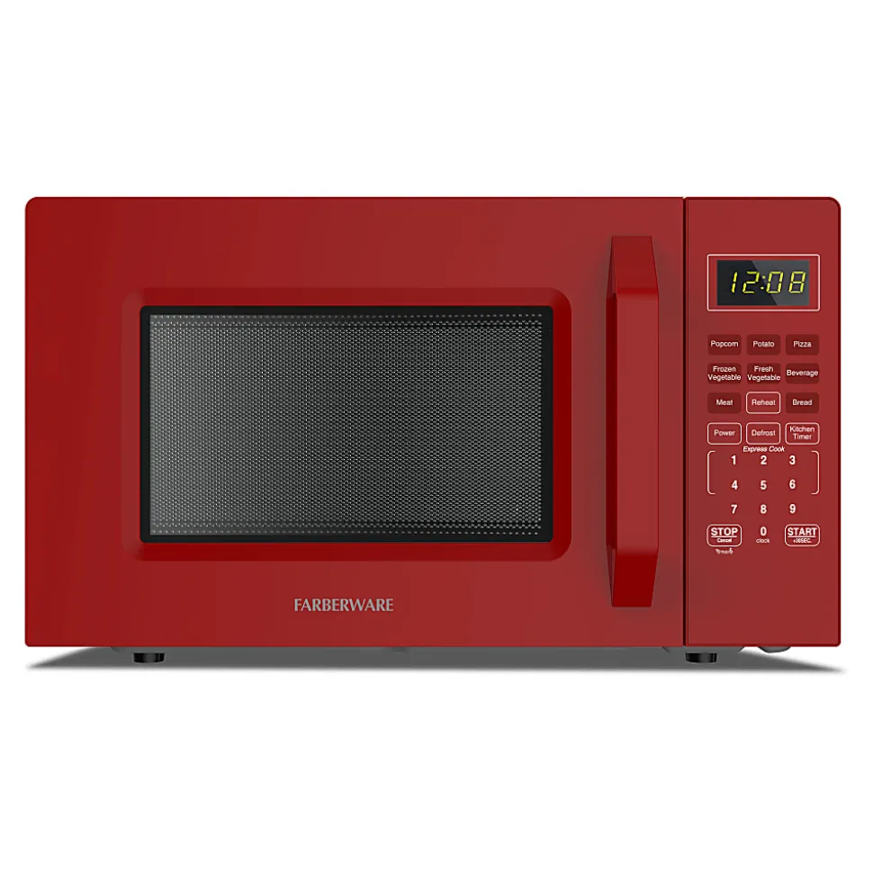Farberware 1000W Compact Countertop Microwave Oven, 1.1 Cu. Ft., Red, Total Qty 1