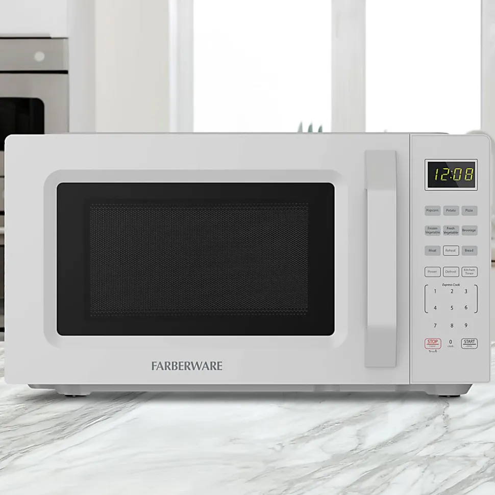 Farberware 700W Compact Countertop Microwave Oven, 0.7 Cu. Ft., White, Total Qty 1