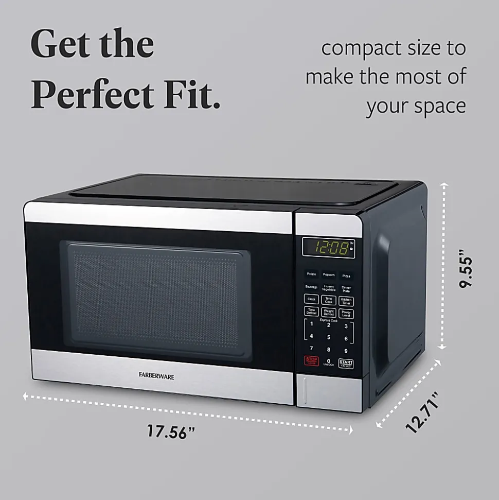 Farberware 700W Compact Microwave Oven, 0.7 Cu. Ft., Silver, Total Qty 1