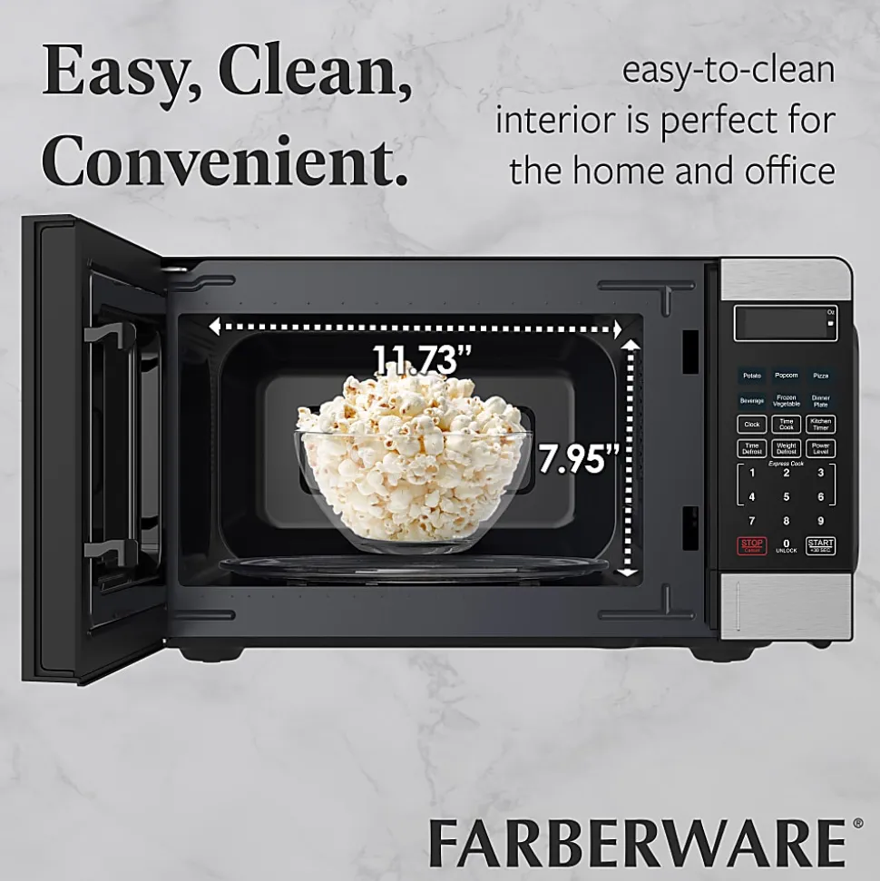 Farberware 700W Compact Microwave Oven, 0.7 Cu. Ft., Silver, Total Qty 1