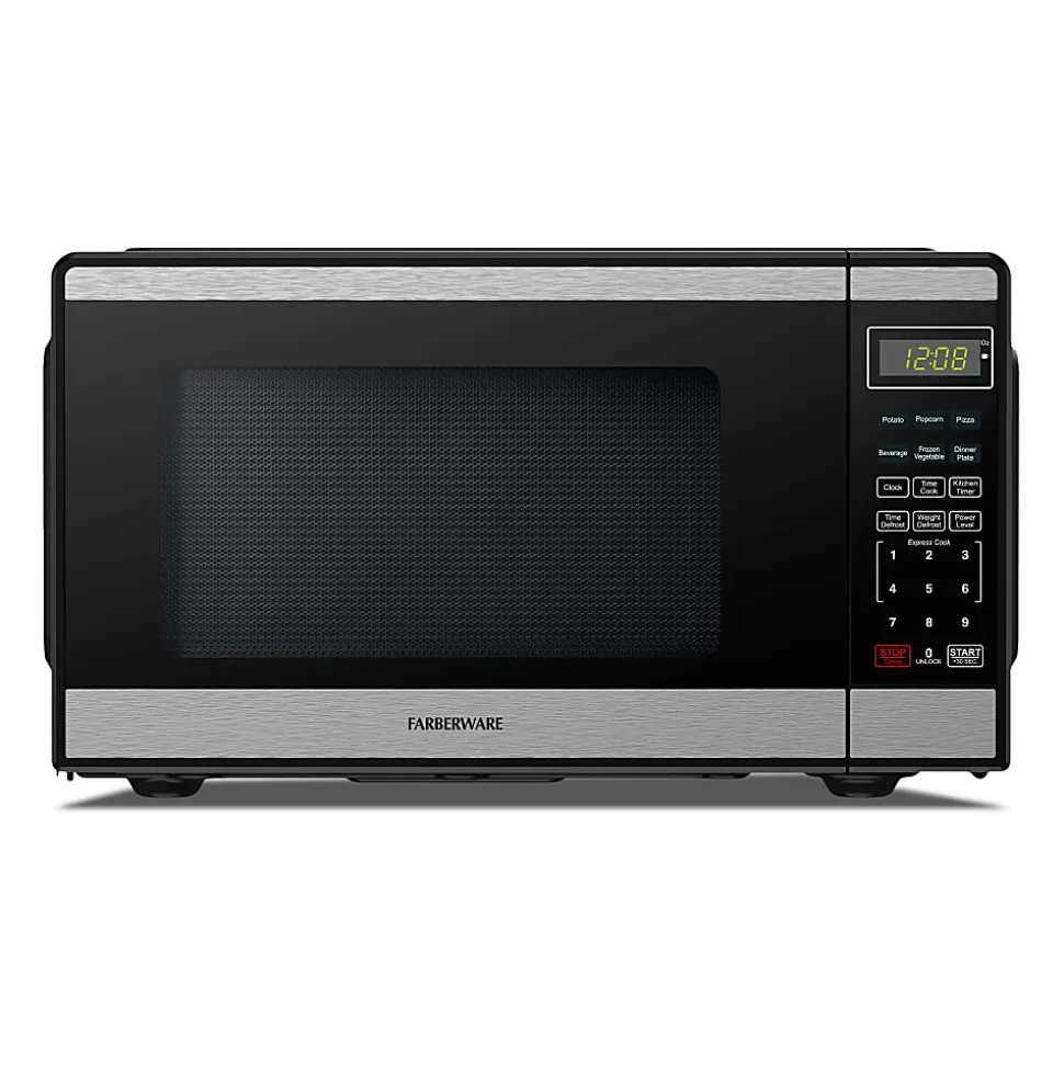 Farberware 900W Countertop Microwave Oven, 0.9 Cu. Ft., Black/Silver, Total Qty 1