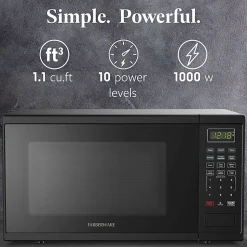 Farberware 1000W Microwave Oven, 1.1 Cu. Ft., Black, Total Qty 1